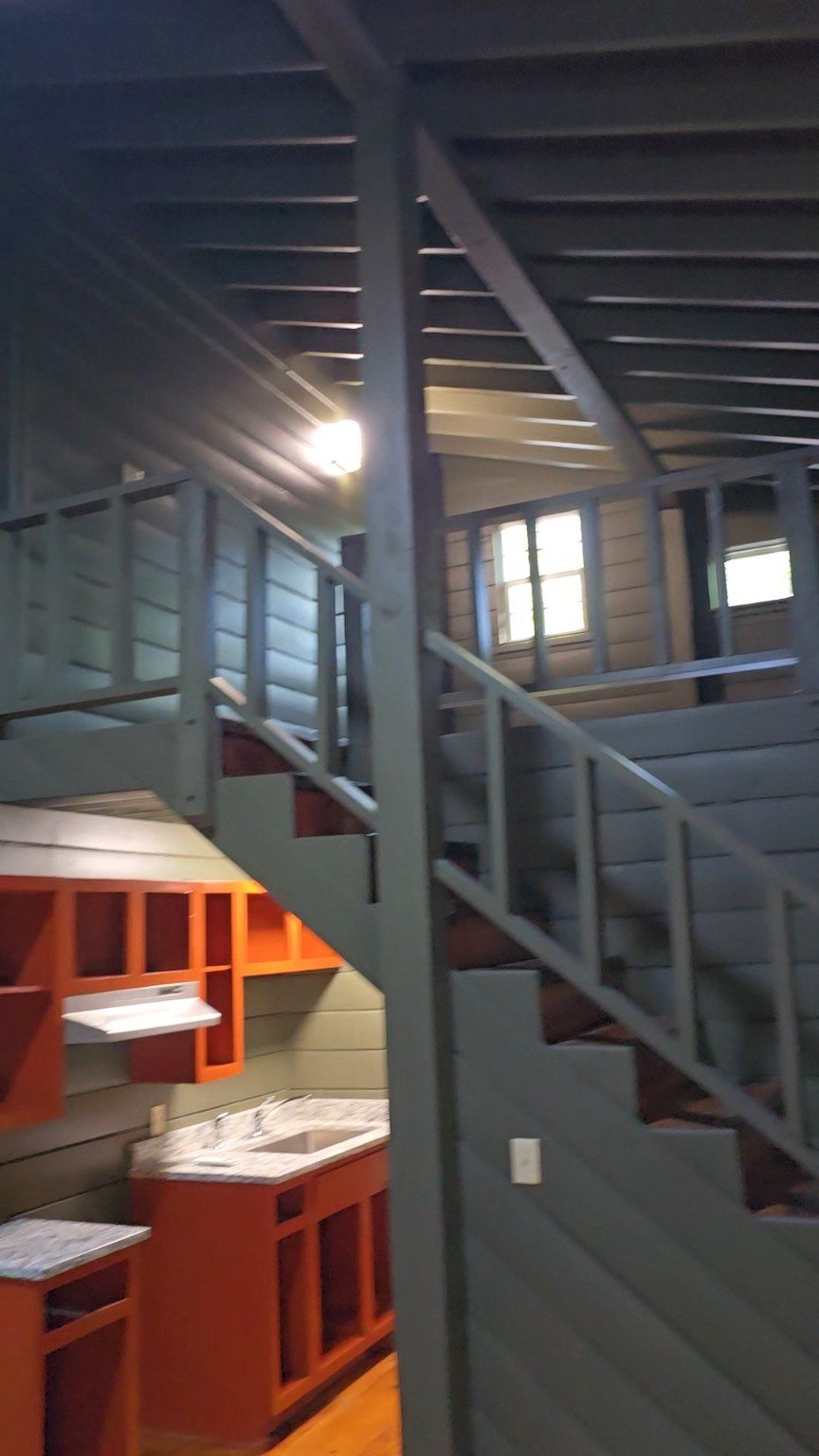Painted stairway and loft area