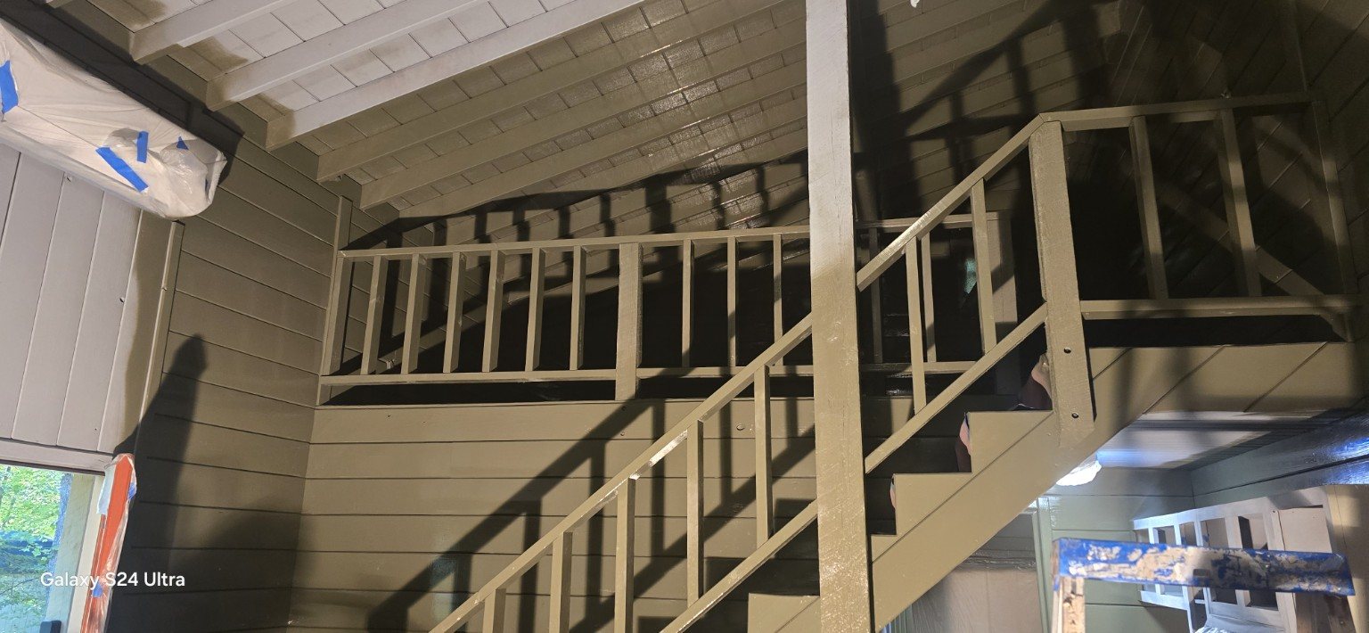 Finished painted stairway and railing